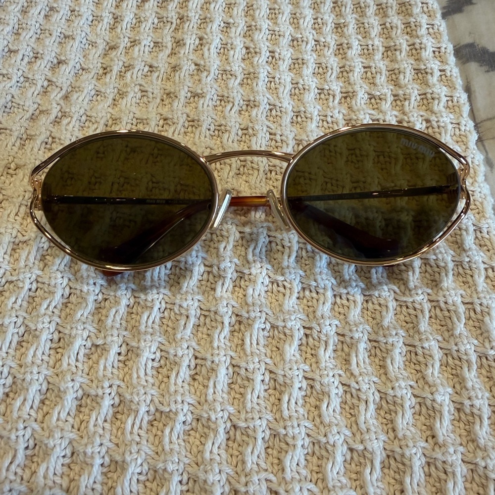 Miu Miu Gold Oval Sunglasses 54mm